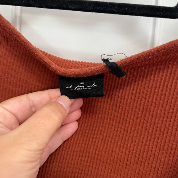 Out from under by Urban Outfitters cropped long sleeve button shirt brown small - Picture 3 of 4